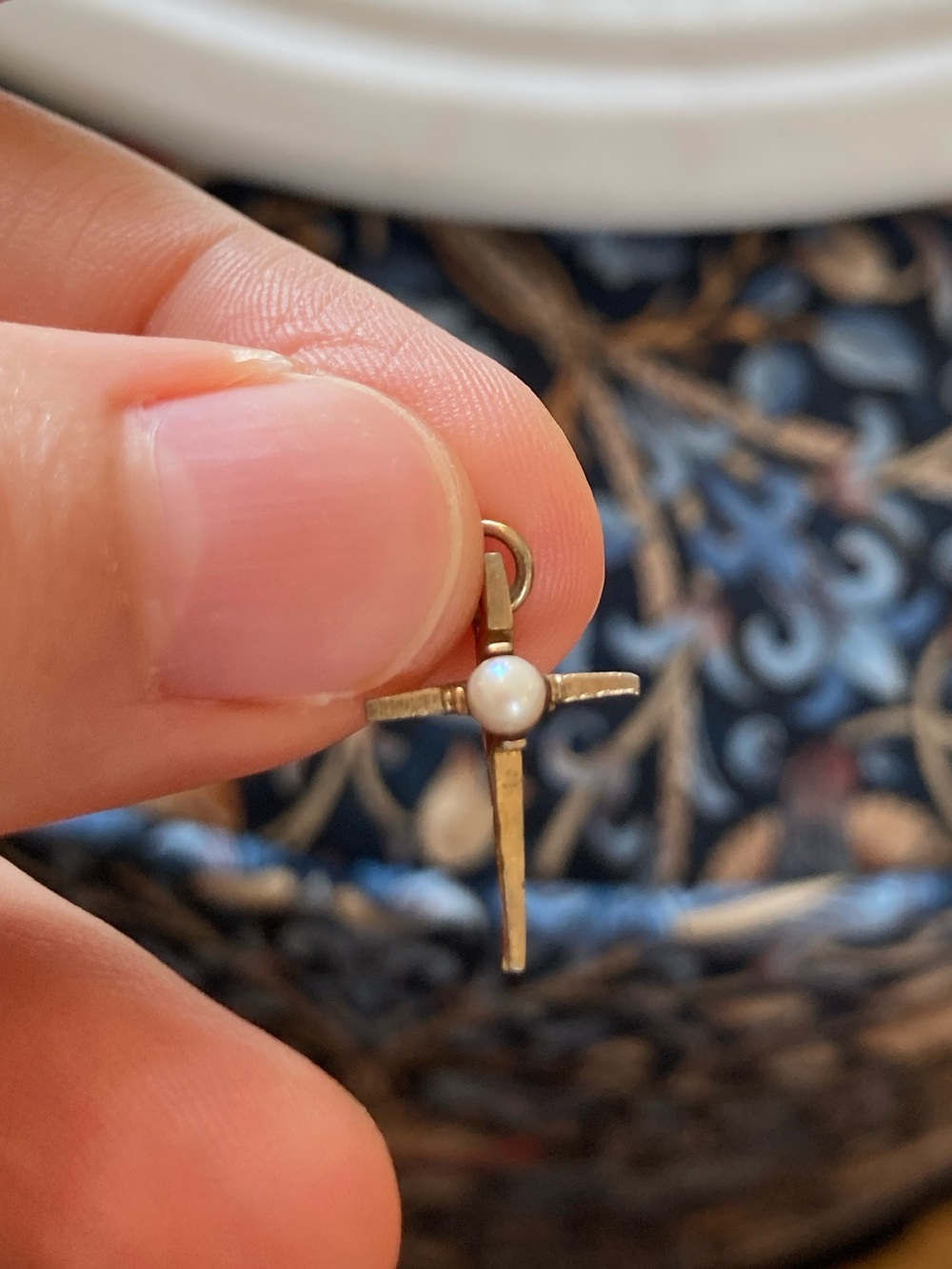 Vintage Mini North Star or Cross Seed Pearl Charm